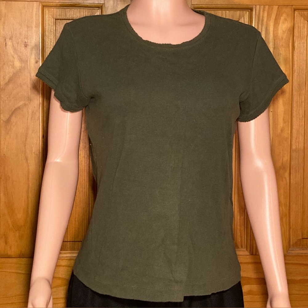 EUC White Stag Vintage 90s Top Short Sleeve Blouse Green Size L Large